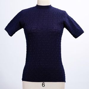 Vintage 70s Navy Blue Knit Top